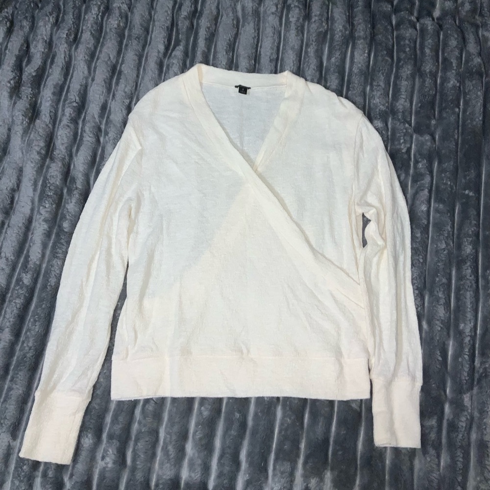 J. Crew Cream Wrap Blouse with V-Neck